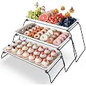 Bumusty Large 3-Tier Melamine Serving Tray Set, 17 x 8.7 in, Black Stand