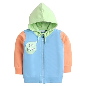 bumzee green boys full sleeves hooded sweatshirt