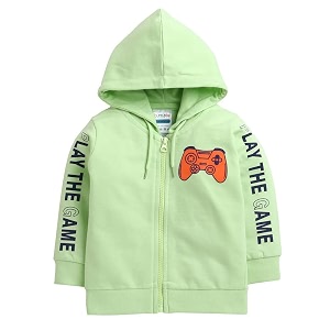 bumzee green boys full sleeves hooded sweatshirt