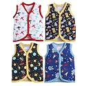 BUMZEE Multicolor Front Open Sleeveless Jablas for Baby Boys Pack of 4 Age - 0-3 Months