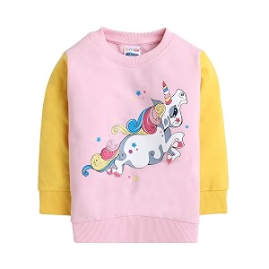 bumzee girls regular fit full sleeves round neck cotton sweatshirt