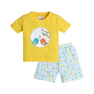bumzee girls regular fit half sleeves round neck cotton t-shirt short set