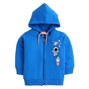bumzee royal blue boys full sleeves hooded sweatshirt age - 5-6 years
