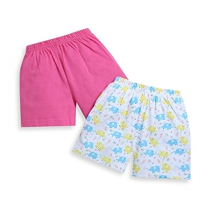 bumzee girls regular fit cotton shorts pack of 2