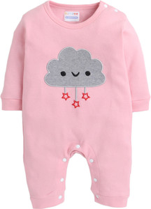 bumzee romper for baby girls casual printed hosiery pink pack of 1