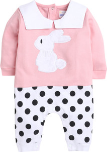 bumzee romper for baby girls casual printed hosiery pink pack of 1