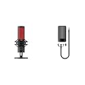Bundle of HyperX QuadCast 2 – USB Microphone, with On-Board Controls, LED Lighting, Removable Shock Mount, PC, Mac, PS5, PS4, USB-C - Black + HyperX Shield Microphone Pop Filter