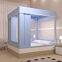 Bunk Bed Canopy Tent with Mosquito Net, 3-Door Blackout Bed Tent, Full Size, Breathable &amp; Multi-Color, Sky Blue, 78.74" L x 70.87" W x 66.93" H (200cm x 180cm x 170cm)