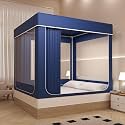 Bunk Bed Canopy Tent with Mosquito Net, Full Size 3-Door Blackout Bed Tent, Breathable Multicolor Design, Navy Blue, 78.74" L x 47.24" W x 66.93" H (200cm x 120cm x 170cm)