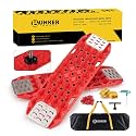 BUNKER INDUST Offroad Traction Board with Jack Base,Pair 47.24" L x 14" W Recovery Track Tire Traction Mat -Red Sand,Mud,Snow Ramps (Replaceable Dual Colors Teeth/Rugged Steel Plate) Gen 11th