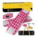 BUNKER INDUST Offroad Traction Board with Jack Base,Pair 47.24" L x 14" W Recovery Track Tire Traction Mat -Pink Sand,Mud,Snow Ramps (Replaceable Dual Colors Teeth/Rugged Steel Plate) Gen 11th