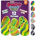 BUNMO Sensory Fidget Stones – 6pk Rainbow | Silicone Worry Stones for Kids Ages 3+ | Portable, Textured, Quiet Sensory Stones for Hands-On Play