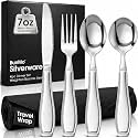 BUNMO Weighted Utensils for Hand Tremors - Elderly, Weak Hand Grip & Handicapped - Stainless Steel - Eat Independently