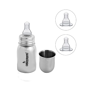 bottle stainless steel grade 304 bottle 100 non toxic material and made in india with silicone nipple 2pcs - 150ml