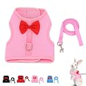 Bunny Harness and Leash Set for Walking Escape Proof,Pink M Chest:9.4-11.8"