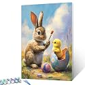 Bunny Painting Paint by Number for Adults Beginner Ducks in Colorful Eggs Paint by Number Kits on Canvas Simple Painting Crafts DIY Acrylic Paintwork Home Wall Decorations 16"x20" (DIY Frame)