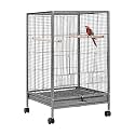 Buraq Pets 30 Inch Black Bird Cage with Wheels for Parrot Cockatiel Budgie