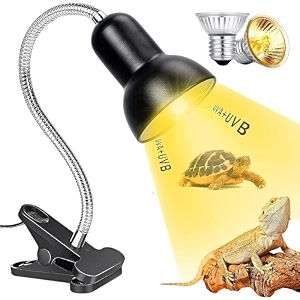 buraq bl-f02 base reptile heat lamp 75w uva  uvb turtle basking with holder amp 2 bulbs full spectrum sun lamp terrarium light uv light for turtle amphibious aquarium tank reptiles 75w