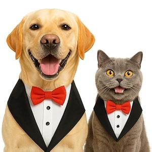 buraq dog tuxedo bandana ideal for dog birthday decorations adorable and comfortable pet apparel xs - black