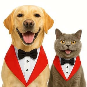 buraq dog tuxedo bandana ideal for dog birthday decorations adorable and comfortable pet apparel s - red