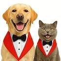 BURAQ Dog Tuxedo Bandana, Ideal for Dog Birthday Decorations, Adorable and Comfortable Pet Apparel (S - Red)
