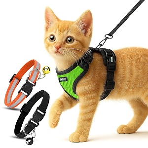 buraq pets cat harness with leash with 2 pcs collor no pull no choke