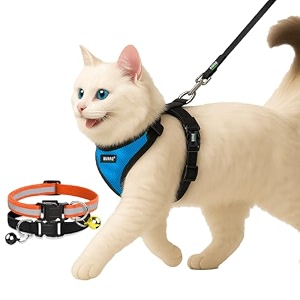 buraq pets cat harness with leash with 2 pcs collor no pull no choke