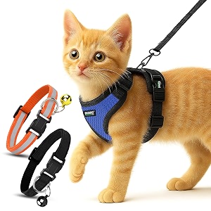buraq pets cat harness with leash with 2 pcs collor no pull no choke