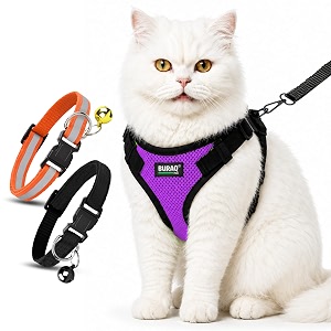 buraq pets cat harness with leash with 2 pcs collor no pull no choke