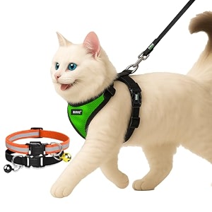 buraq pets cat harness with leash with 2 pcs collor no pull no choke