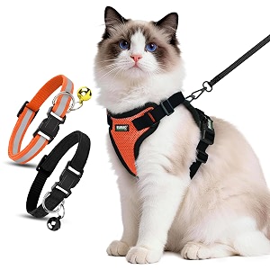 buraq pets cat harness with leash with 2 pcs collor no pull no choke