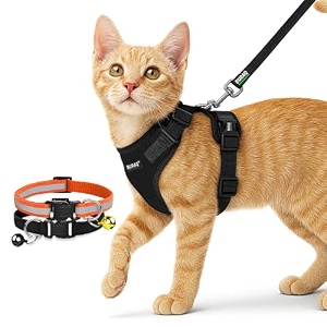 buraq pets cat harness with leash with 2 pcs collor no pull no choke