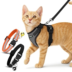buraq pets cat harness with leash with 2 pcs collor no pull no choke