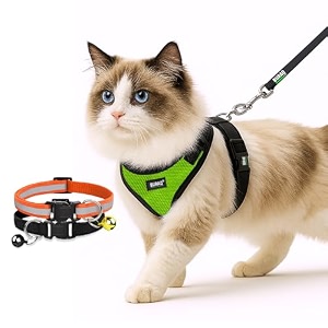 buraq pets cat harness with leash with 2 pcs collor no pull no choke