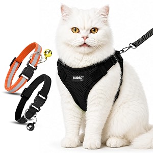 buraq pets cat harness with leash with 2 pcs collor no pull no choke