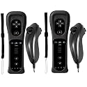 Burcica Controller for Wii Remote and Nunchuck, Wireless Controllers Compatible with Wii/Wii U with Silicone Case and Wrist Strap (Black)