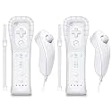 Burcica Controller for Wii Remote and Nunchuck, Wireless Controllers Compatible with Wii/Wii U with Silicone Case and Wrist Strap (White)