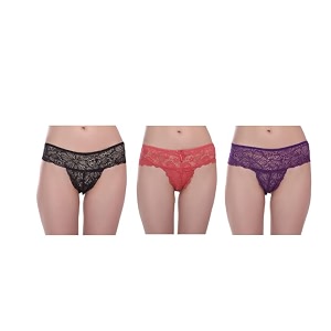 women39s polyestersexy lace thong pantybikini briefslow waist underwearstylish designer innerwear pack of 3blackredpurple sz-m