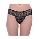 Women's Polyester,Sexy Lace Thong Panty/Bikini Briefs/Low Waist Underwear/Stylish Designer Innerwear(Colour-Black, Sz-L)…