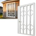 Burglar Bar, 55x47in / 140x120cm Aluminum Alloy White Telescoping Retractable, for Basement, Shed &amp; Attic Windows Reliable Burglary Prevention