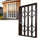 Burglar Bar, 55x53in / 140x135cm Aluminum Alloy Brown Telescoping Retractable, for Basement, Shed &amp; Attic Windows Reliable Burglary Prevention