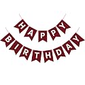 Burgundy Birthday Banner Sign Happy Birthday Bunting Banner Garland for Kids Girl Woman Tea Party Decorations Bunting Flag Party Supplies