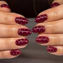 Burgundy Red Press on Nails Polka Dot Nail Press ons Short Oval Fake Nails
