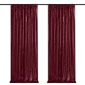 Burgundy Sequin Background Curtains, 2 Panels 2ft x 8ft Burgundy Curtain Background Glitter Party Decorations Background Curtains for Wedding Birthday Anniversary Graduation Photo Booth Decor
