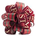 Burgundy Velvet with Plaid Christmas Tree Topper Bow 11" with 4 Ribbon Streamers x 3 Yards Long Each