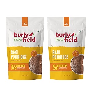 burlyfield ragi porridge  summer-friendly sugar-free porridge mix  instant sprouted ragi mix  ready to cook gluten-free healthy breakfast for kids amp adults  light amp cooling meal  200g x 2 packs