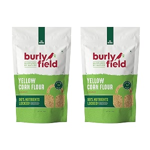 burlyfield yellow corn flour  gluten-free makki ka atta  healthy high fiber cornflour powder  1 kg fresh ground atta  500g x 2