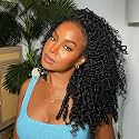 Burmese Curly Half Wig Human Hair 20 Inch Glueless for Black Women 1B