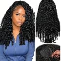 Burmese Curly Half Wig Human Hair 22 Inch Glueless for Black Women 1B