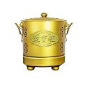 Burn Barrels Outside, Garden Furnace Burn Bin with Lid and Handle, Trash Burning Containers for Ancestor Money Debris Wood Trash Leaves(Gold,54cm)